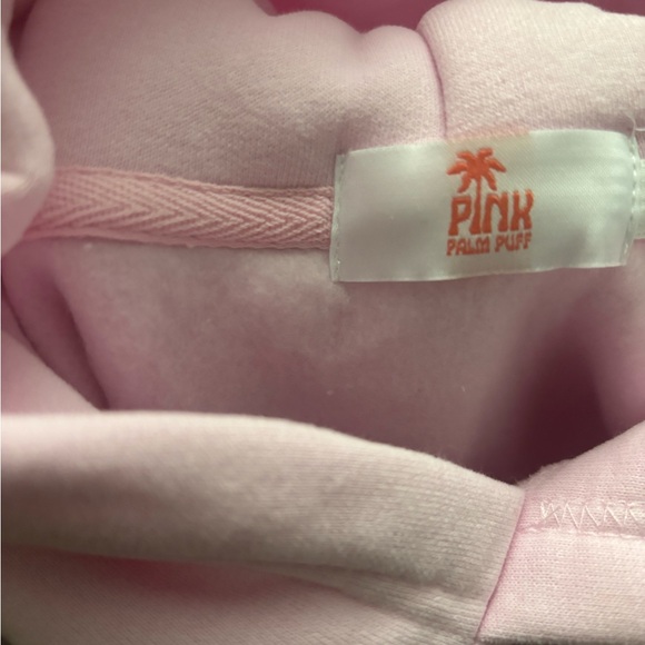 Pink Palm Puff Hoodie Everything Comes In Waves Women Pink Pull Over Hoodie - Picture 8 of 8